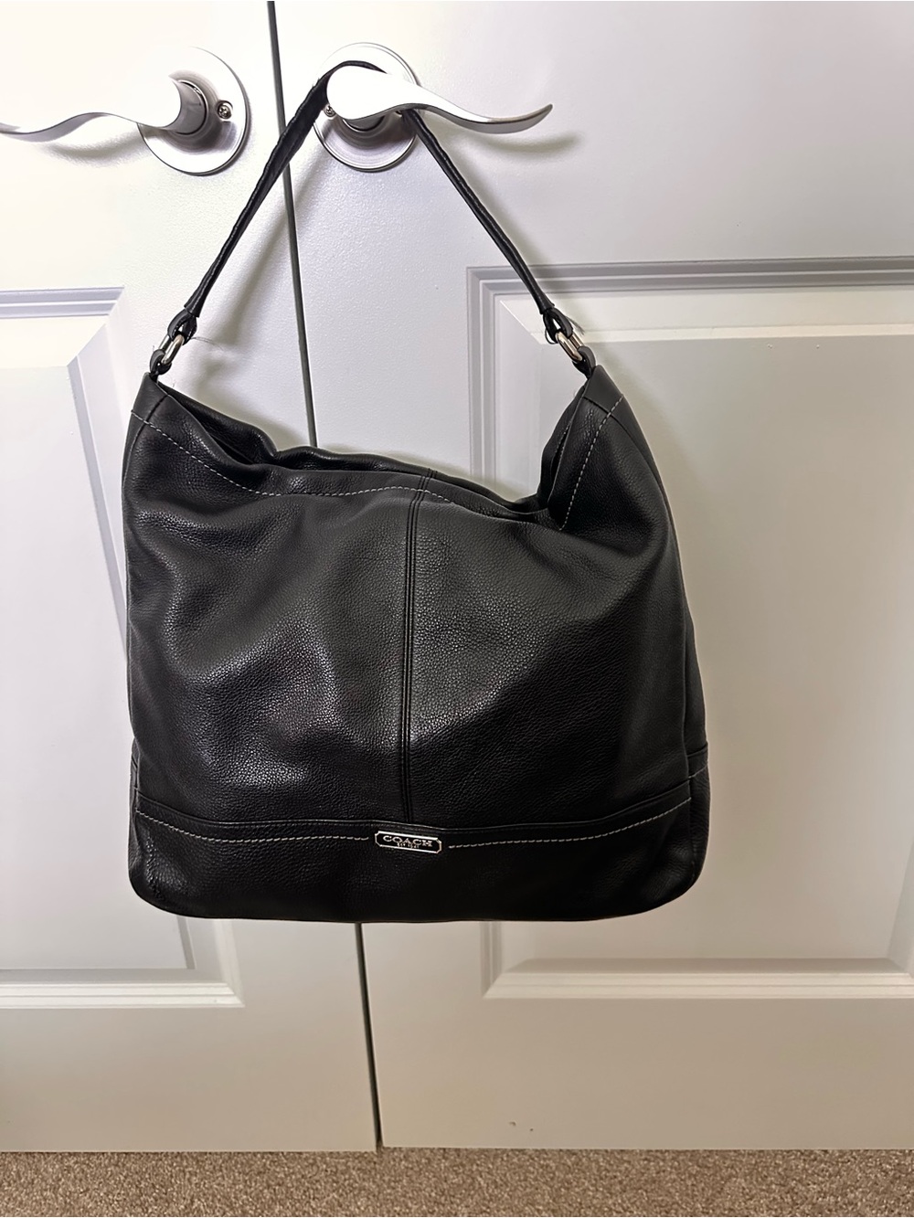 Coach Black Pebbled Leather Hobo Shoulder Bag